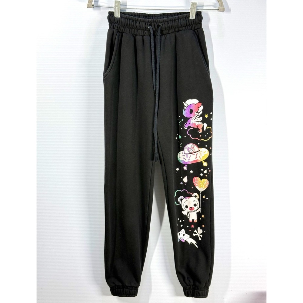 Tokidoki x Dolls Kill Space Unicorno Sweatpants Graphic Black Size XXS Cute EUC